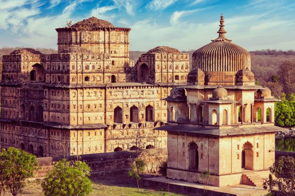 Vintage retro effect filtered hipster style image of royal cenotaphs of Orchha. Orchha, Madhya Pradesh, India